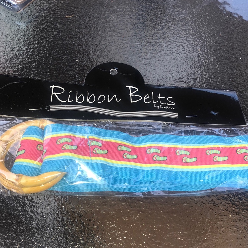 NEW!! Flip Flop Ribbon Belt Preppy Blue Pink